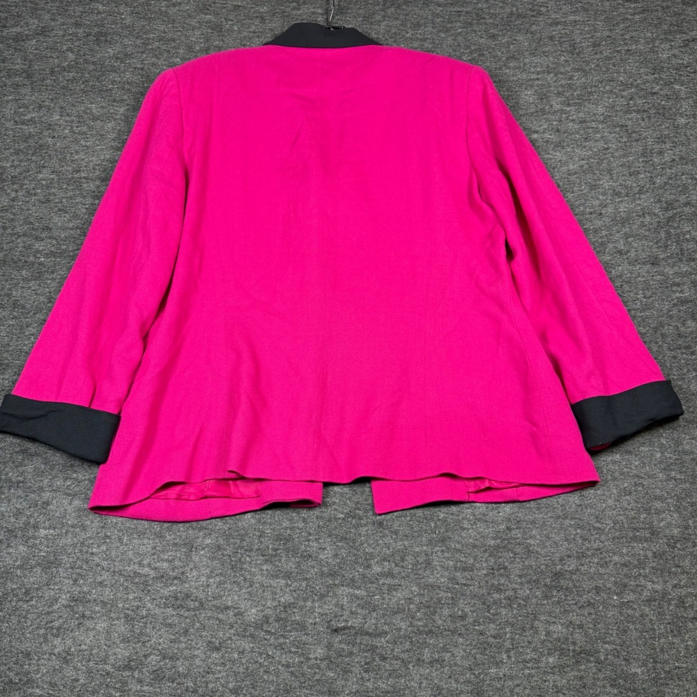 Vintage GIANNI SPORT Womens Blazer Jacket Hot Pink Black Collar Cuffs Size 14 - Picture 2 of 8